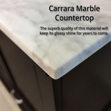 Dukes 80 in. Bathroom Freestanding Bathroom Vanity With Undermount Ceramic Sink with White Carrara Marble Top
