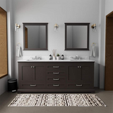 Dukes 80 in. Bathroom Freestanding Bathroom Vanity With Undermount Ceramic Sink with White Carrara Marble Top