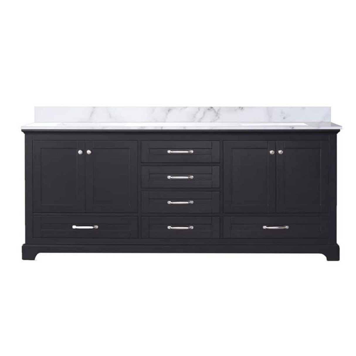 Dukes 80 in. Bathroom Freestanding Bathroom Vanity With Undermount Ceramic Sink with White Carrara Marble Top