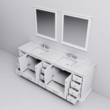 Dukes 84 in. Freestanding Bathroom Vanity with White Quartz Top, White Square Sink