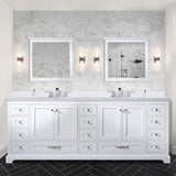 Dukes 84" White Double Vanity, White Quartz Top, White Square Sinks and 34" Mirrors