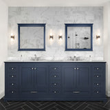 Dukes 84 in. Freestanding Bathroom Vanity with White Carrara Marble Top, White Square Sink