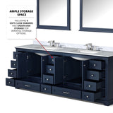 Dukes 84 in. Freestanding Bathroom Vanity with White Carrara Marble Top, White Square Sink