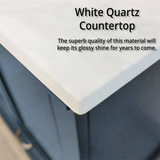 Dukes 84 in. Freestanding Bathroom Vanity with White Quartz Top, White Square Sink