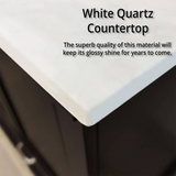 Dukes 84 in. Freestanding Bathroom Vanity with White Quartz Top, White Square Sink