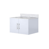 Geneva 30 in. Bathroom Floating Bathroom Vanity With Undermount Ceramic Sink With White Carrara Marble Top