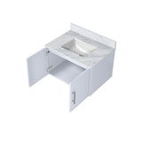 Geneva 30 in. Bathroom Floating Bathroom Vanity With Undermount Ceramic Sink With White Carrara Marble Top