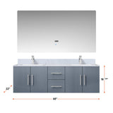 Geneva 60 in. Bathroom Floating Bathroom Vanity With Undermount Ceramic Sink With White Carrara Marble Top