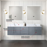 Geneva 72 in. Bathroom Floating Bathroom Vanity With Undermount Ceramic Sink With White Carrara Marble Top