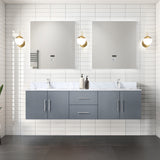Geneva 72 in. Bathroom Floating Bathroom Vanity With Undermount Ceramic Sink With White Carrara Marble Top