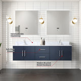 Geneva 72 in. Bathroom Floating Bathroom Vanity With Undermount Ceramic Sink With White Carrara Marble Top
