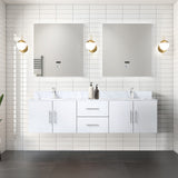 Geneva 72 in. Bathroom Floating Bathroom Vanity With Undermount Ceramic Sink With White Carrara Marble Top