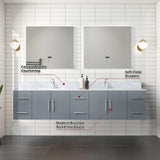 Geneva 84 in. Bathroom Floating Bathroom Vanity With Undermount Ceramic Sink With White Carrara Marble Top