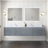 Geneva 84 in. Bathroom Floating Bathroom Vanity With Undermount Ceramic Sink With White Carrara Marble Top