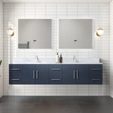 Geneva 84 in. Bathroom Floating Bathroom Vanity With Undermount Ceramic Sink With White Carrara Marble Top
