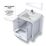 Jacques 30 in. Bathroom Freestanding Bathroom Vanity With Undermount Ceramic Sink, White Carrara Marble