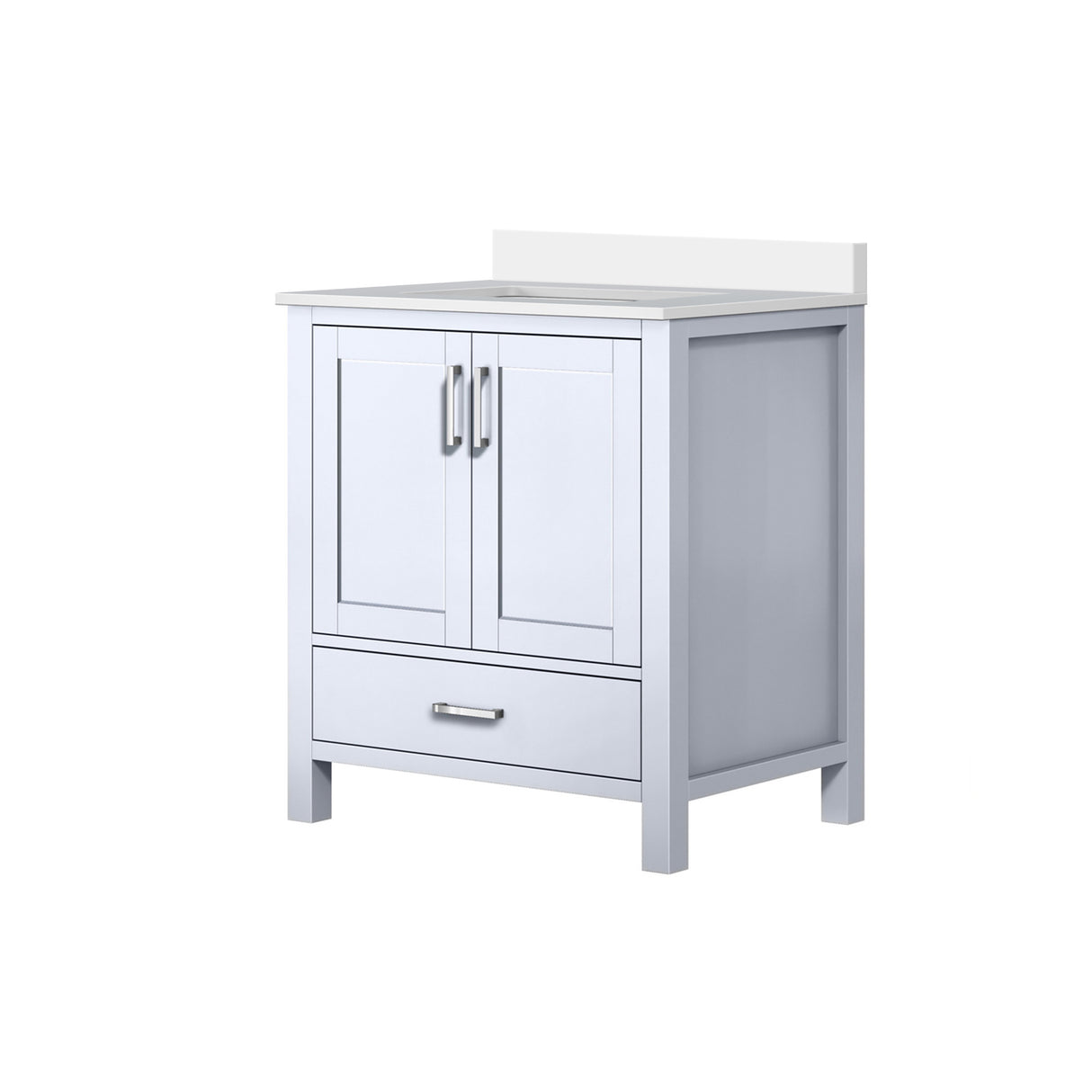 Jacques 30 in. Freestanding Bathroom Vanity with White Quartz Top, White Square Sink