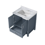 Jacques 30 in. Bathroom Freestanding Bathroom Vanity With Undermount Ceramic Sink, White Carrara Marble