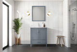 Jacques 30 in. Freestanding Bathroom Vanity with White Quartz Top, White Square Sink
