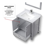 Jacques 30 in. Bathroom Freestanding Bathroom Vanity With Undermount Ceramic Sink, White Carrara Marble