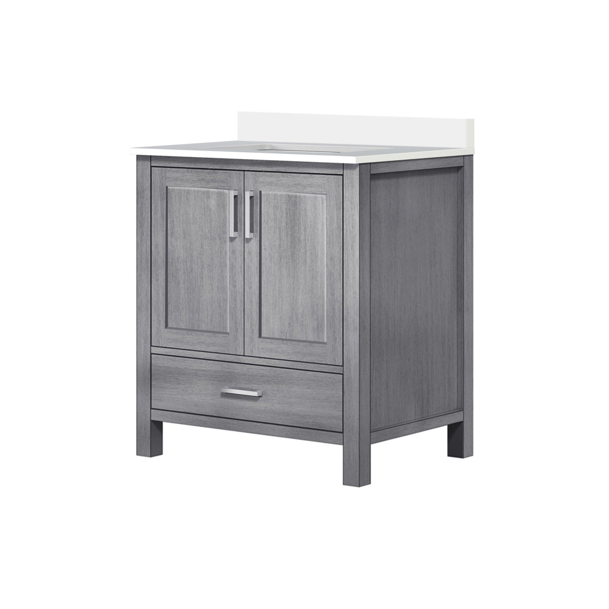 Jacques 30 in. Freestanding Bathroom Vanity with White Quartz Top, White Square Sink