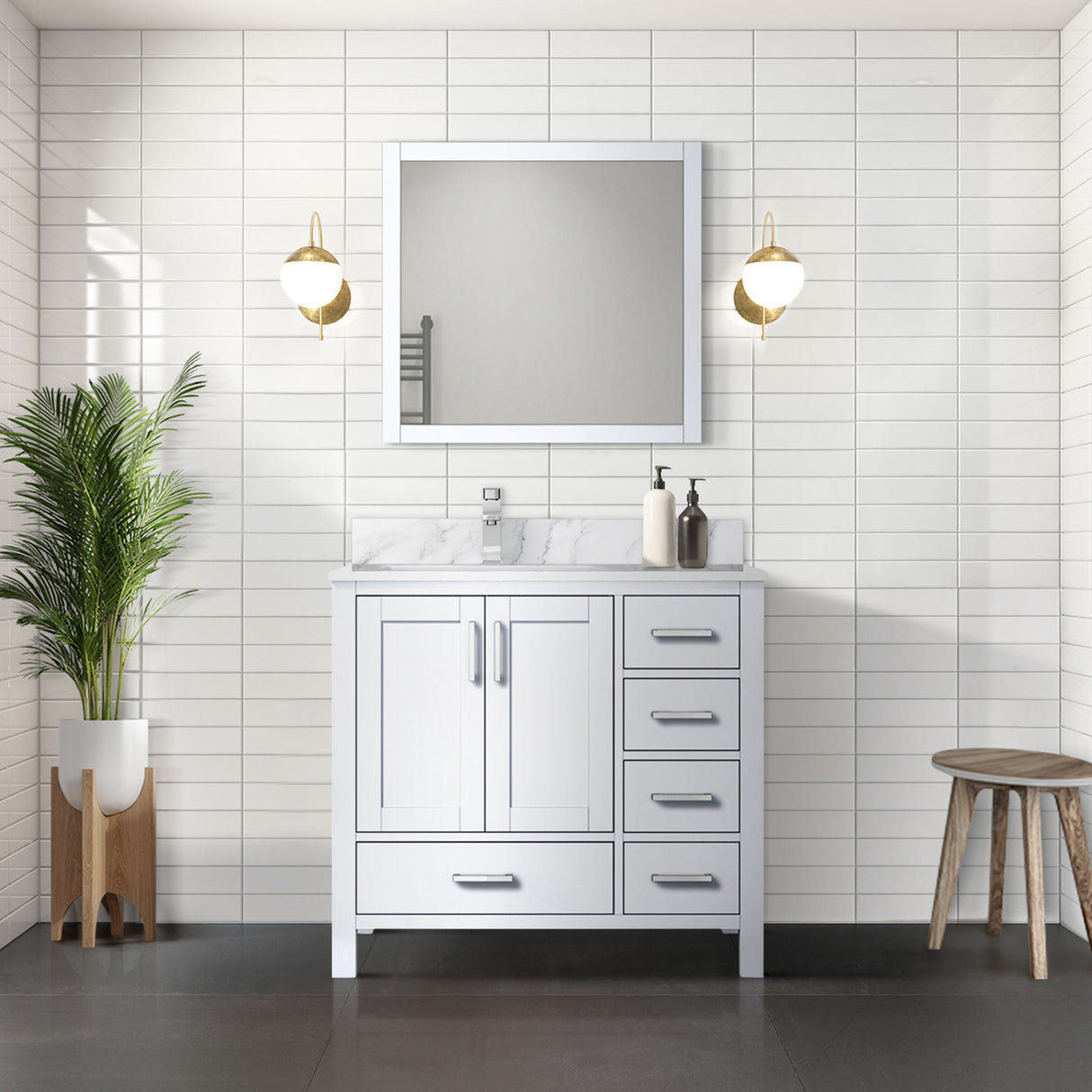 Jacques 36 in. W x 22 in. D Left Offset White Bath Vanity