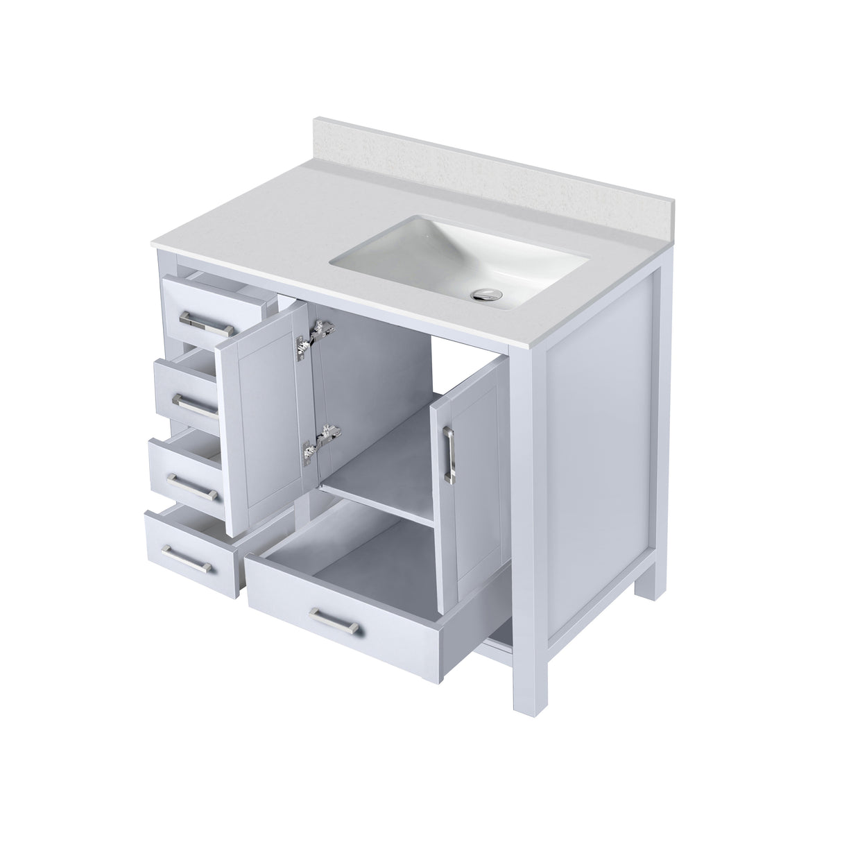 Jacques 30 in. Right Freestanding Bathroom Vanity with White Quartz Top, White Square Sink