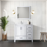 Jacques Navy 30 in. Left Freestanding Bathroom Vanity with White Carrara Marble Top, White Square Sink