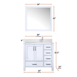 Jacques 30 in. Right Freestanding Bathroom Vanity with White Quartz Top, White Square Sink