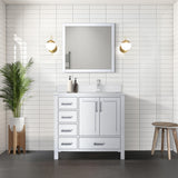 Jacques 30 in. Right Freestanding Bathroom Vanity with White Quartz Top, White Square Sink