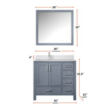 Jacques 30 in. Left Freestanding Bathroom Vanity with White Quartz Top, White Square Sink