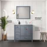 Jacques 30 in. Right Freestanding Bathroom Vanity with White Quartz Top, White Square Sink