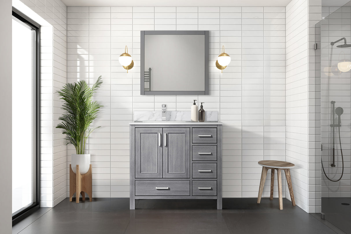 Jacques 36 in. W x 22 in. D Left Offset Distressed Grey Bath Vanity