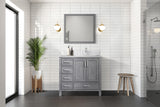 Jacques 30 in. Right Freestanding Bathroom Vanity with White Carrara Marble Top, White Square Sink
