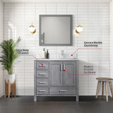 Jacques 30 in. Right Freestanding Bathroom Vanity with White Carrara Marble Top, White Square Sink