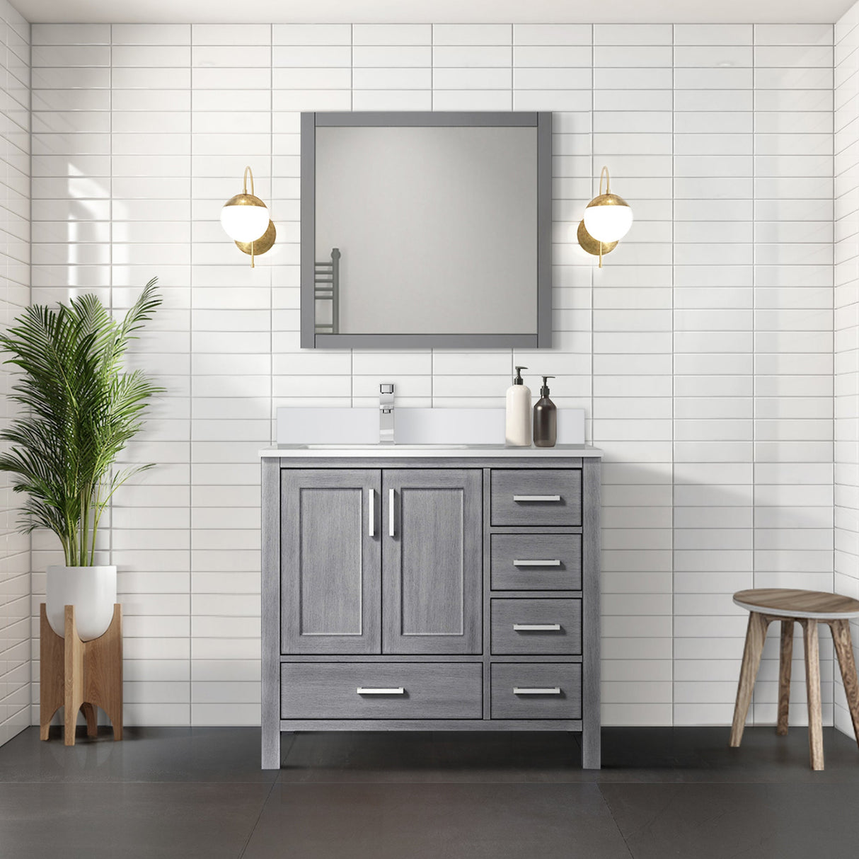 Jacques 72 in. Freestanding Bathroom Vanity with White Quartz Top, White Square Sink