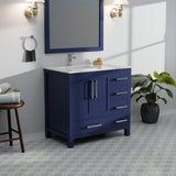 Jacques 36 in. W x 22 in. D Left Offset Navy Blue Bath Vanity