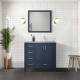 Jacques 30 in. Right Freestanding Bathroom Vanity with White Carrara Marble Top, White Square Sink