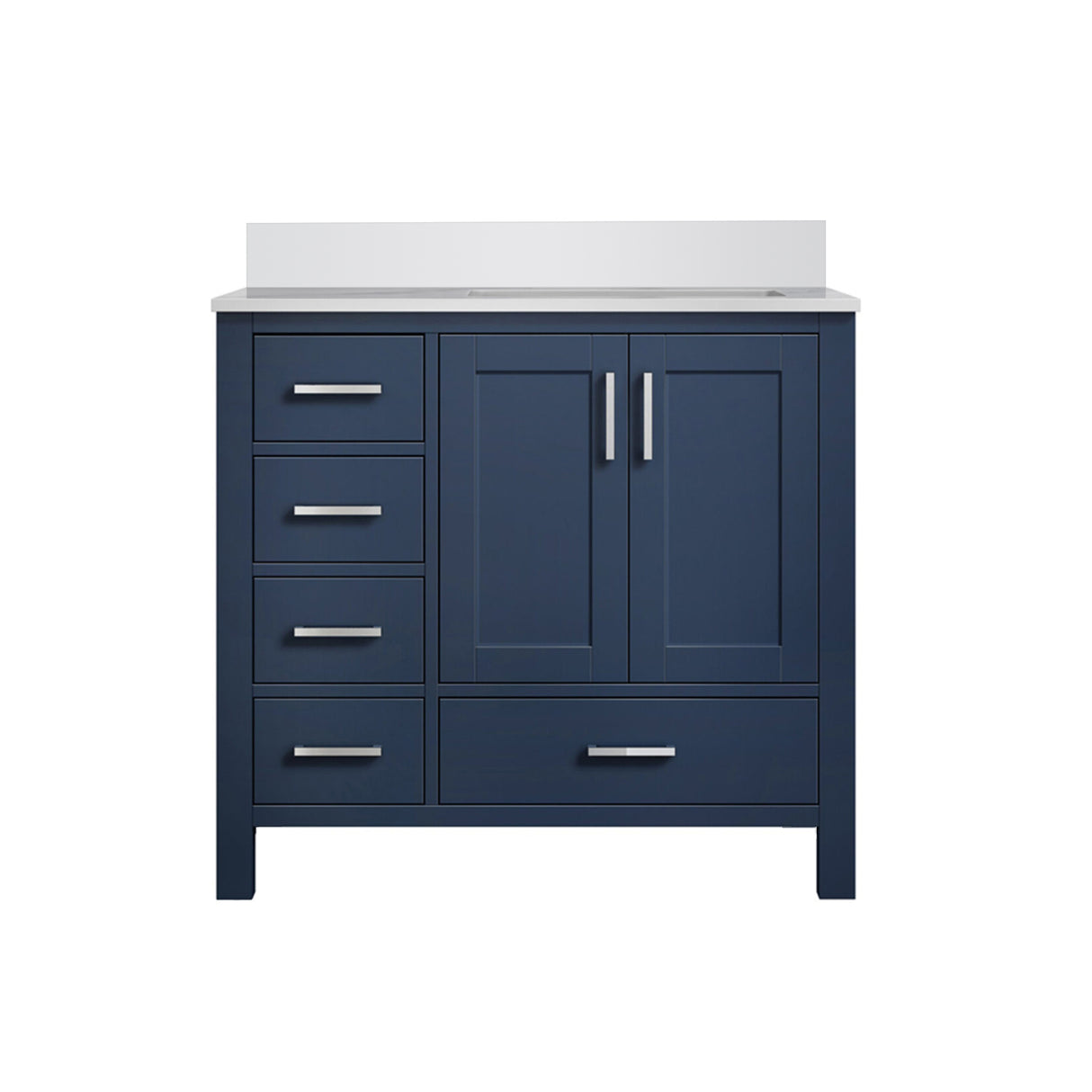 Jacques 30 in. Right Freestanding Bathroom Vanity with White Quartz Top, White Square Sink