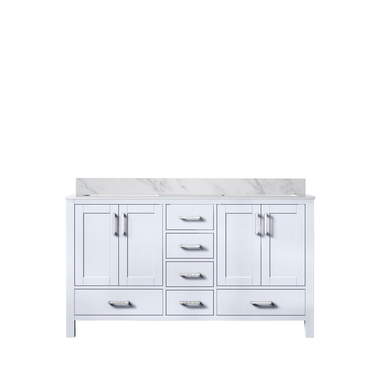 Jacques 60 in. Freestanding Bathroom Vanity with White Carrara Marble Top, White Square Sink