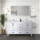 Jacques 60 in. Freestanding Bathroom Vanity with White Carrara Marble Top, White Square Sink
