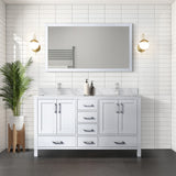Jacques 60 in. Freestanding Bathroom Vanity with White Carrara Marble Top, White Square Sink