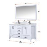 Jacques 60 in. Freestanding Bathroom Vanity with White Carrara Marble Top, White Square Sink