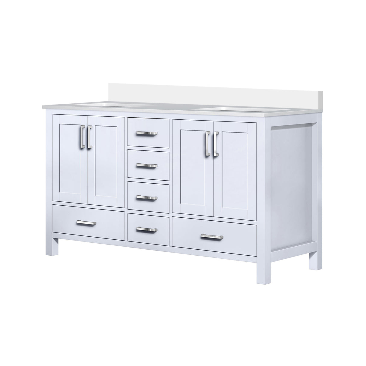 Jacques 60 in. Freestanding Bathroom Vanity with White Quartz Top, White Square Sink