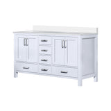 Jacques 60 in. Freestanding Bathroom Vanity with White Quartz Top, White Square Sink