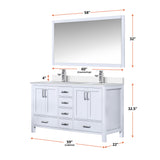 Jacques 60 in. Freestanding Bathroom Vanity with White Quartz Top, White Square Sink