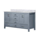 Jacques 60 in. Freestanding Bathroom Vanity with White Carrara Marble Top, White Square Sink