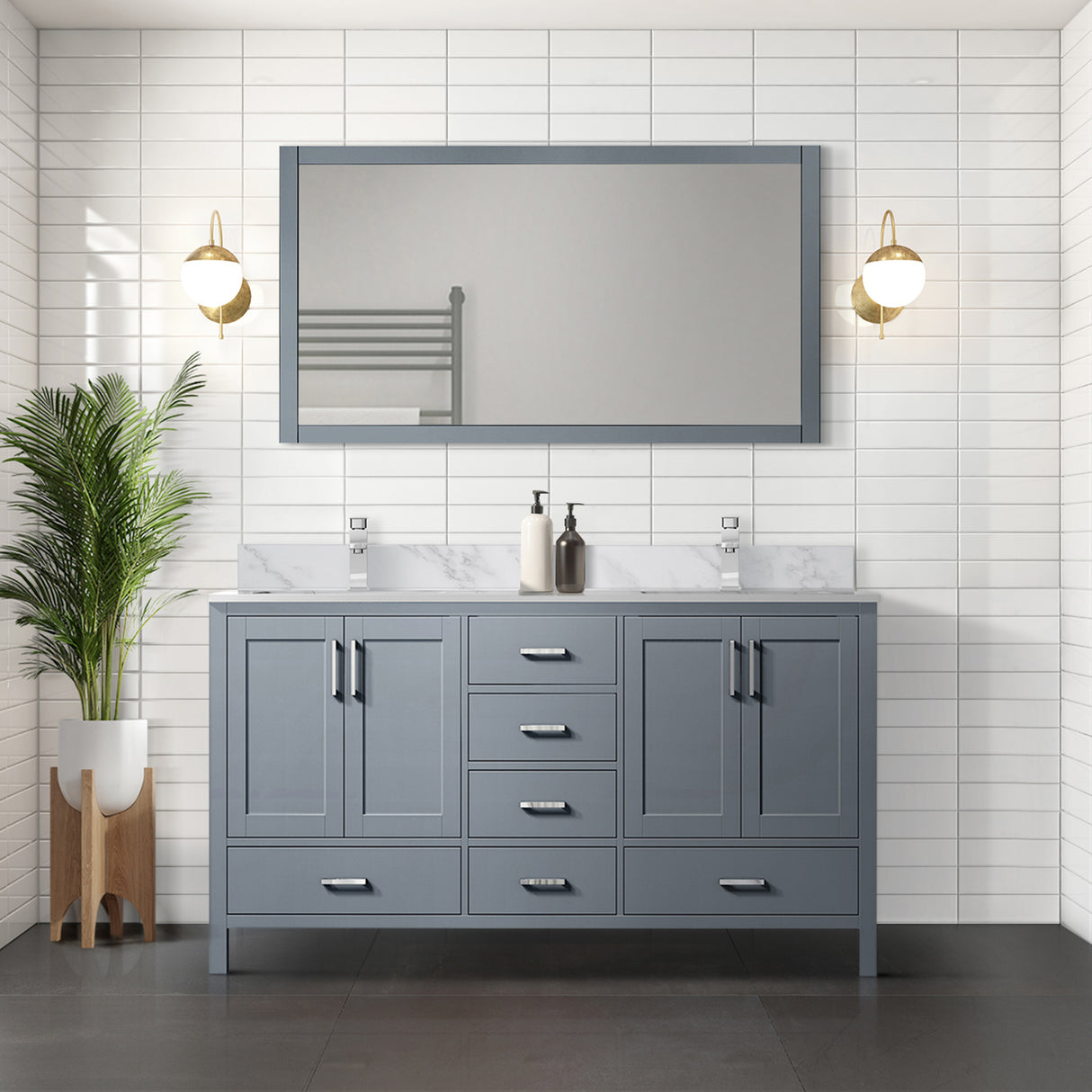 Jacques 72 in. Freestanding Bathroom Vanity With Undermount Ceramic Sink, White Carrara Marble