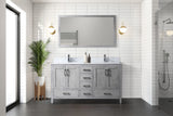 Jacques 60 in. Freestanding Bathroom Vanity with White Carrara Marble Top, White Square Sink