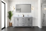 Jacques 60 in. Freestanding Bathroom Vanity with White Quartz Top, White Square Sink